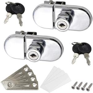 LC LICTOP 2Pcs Glass Cabinets Lock Jewelry Watch Display Case Lock File Book Security Showcase Locks No Drill for 5-8mm Glass Door (#408 Double Door - Key Alike, Silver)