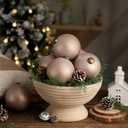 6 Pcs Neutral Textured Christmas Ball Ornaments 4 Inch Large Copper Rustic Xmas Tree Decorations Antique Farmhouse Modern Christmas Decorations for Tree Indoor Holiday Decor(Bronze)