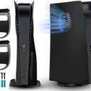 Faceplate for PS5 with Cooling Vent Face Plate Console Cover for Disc Edition DOBEWINGDELOU Replacement Side Plate Shell Accessories Hard Shockproof Anti-Scratch Dustproof ABS Case Black