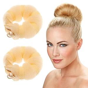 Goldrose Beauty Small Hair Bun maker 2 Pieces Hot Hair Buns For Kids & Women's Hair Styling Styler Twist Ring Former Shaper Doughnut Donut Chignon Bun Maker Clip Hair Accessory Small (Blonde)