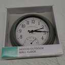La Crosse Clock 433-3020 8-inch Indoor/Outdoor Sage Green Quartz Wall Clock with Temperature