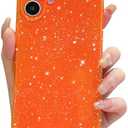 OWLSTAR for iPhone 16 Case 6.1 inch, Cute Glitter Bling Thin Slim Shockproof Sparkly Shiny Soft Silicone Phone Case for Women Girls (Orange), Pack of 4