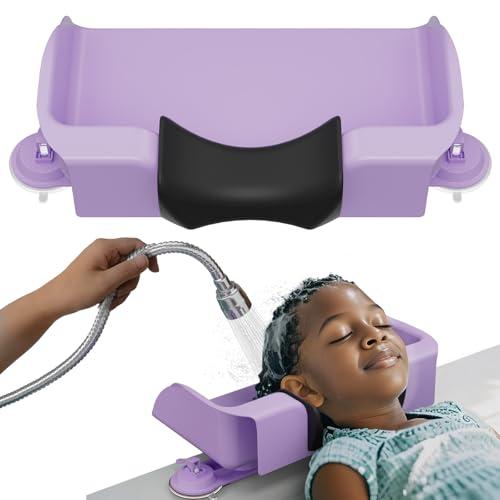 Lifewit Hair Washing Station for Kids, Neck Support Shampoo Bowl for Kitchen Sink or Bathtub at Home, Portable Hair Wash Basin for Toddlers, Children, Teens, Purple, 10 inch/ 26 cm Wide