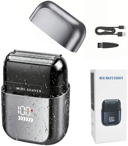 Jukoyrie Foil Shaver for Men, Mini Electric Razor with Dual Floating Foil | IPX7 Wet Dry, USB-C Rechargeable with LED, 100-Min Runtime & 1.5H Fast Charge, Travel Lock&Magnetic Cap for Home/Office/Trip