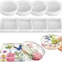 RESINWORLD 8 Pack Deep Coaster Molds, Square Round Coaster Resin Molds, Small Coaster Silicone Molds for Resin Casting, for Flower Bouquet Preservation