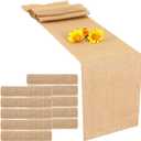 10 Pack Burlap Table Runners Rustic Table Runner Jute Farmhouse Fabric Party Centerpieces for Country Vintage Wedding Banquet Decoration, 12 x 71 Inch