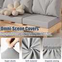 14Pcs Patio Stretch Cushion Covers, Outdoor Couch & Sofa Replacement Slipcovers for Patio Furniture Cushion Covers, Washable Reusable Furniture Protector, Square Large, Air Grey