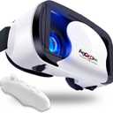 VR Headset with Controller Adjustable 3D VR Glasses Virtual Reality Headset HD Blu-ray Eye Protected Support 5~7 Inch for Phone/Android
