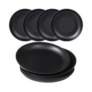 Wheat Straw Plates, Unbreakable Dinner Plates, Reusable Plate Dishwasher & Microwave Safe Black 20pcs