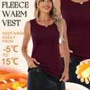 Velvelhall 4 Pcs Thermal Tank Tops for Women Fleece Lack Hem Sleeveless Underwear Scoop Neck Warm Camisole Base Layer Vest(Black, White, Khaki, Wine Red, Large)