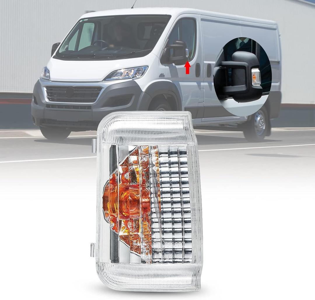 Left Driver Side Blinker Turn Signal Light for Dodge Ram ProMaster 1500 2500 3500 2014 2015 2016 2017 2018 2019 2020 2021, OE Design, without Bulb (1 pcs clear lens