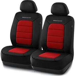 Skechers Car Seat Covers,Leather Seat Covers with GOGA Mat Technology,Waterproof Car Seat Covers Front Seats,Airbag Compatible,Comfort Universal Fit for Most Cars,Vans,Trucks,SUVs,Red (Black and Red)