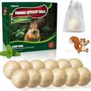 12 Pack Squirrel Repellent Balls- Chipmunks & Rodents Repellent for Outdoor & Indoor Use,Cars,Gardens, Bird Feeders & Attics-Safe for People,Plant-Based