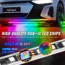 Nilight 8Pcs Aluminum Underglow Neon Accent Strip Lights 396 LEDs Dream Color Door Assist Multi Modes Sound Active Function Music with APP, Remote Control Underbody Light for Car Truck RV