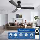 Depuley 42-Inch Ceiling Fans with Lights: Black 3 Blade Flush Mount Low Profile Ceiling Fan for Bedroom - Dimmable Indoor Outdoor Fan with Remote Control Ultra Quiet DC Motor Timer