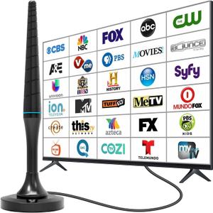 Digital TV Antenna for Smart TV Indoor, 2026 TV Antenna for Local Channels in 4K 1080P, Long Range HDTV Antenna with Magnetic Base & 360 Reception for Smart TVs, 10ft Coax Cable for Easy Setup