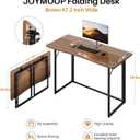 JOYMOOP 47.2" Folding Desk - Brown, No Assembly Large Size Foldable Desk for Home, Office, Wooden Top Folding Computer Desk for Working, Writing, Studying, 47.2" Width