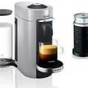 NESPRESSO VERTUOPLUS DELUXE COFFEE AND ESPRESSO MACHINE BY DE'LONGHI WITH AEROCINNO, SILVER - ENV155SAE