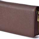 Fountain Pen Leather Pen Case 10 Divided Slots, Rollerball Pen Holder Handmade Display Organizer Zippered Pouch (Coffee)