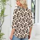 Rapbin 3/4 Length Sleeve Womens Tops Business Casual Blouses Button Down V Neck Tunic Shirts Solid Loose Fit Soft Work Outfits (Coral Pink, XXL)