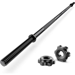55" Weight Lifting Bar, 1" Standard Straight Barbell Bars for Weight lifting, Olympic Barbell Bar for Bench Press/Hip Thrusts/Squats/Lunges for Gym and Home, 2 Star Star-nuts (480lb Weight Capacity) (Black)