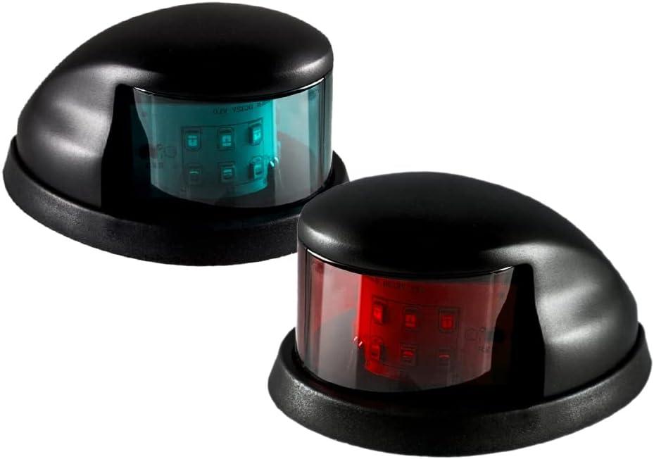 LED Boat Navigation Light Red and Green LED Marine Navigation Light Boat Bow Light for Pontoon and Small Boat (Black)