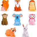 XY-WQ Bath Toys No Hole, for Infants 6-12& Toddlers 1-3, No Hole Bathtub Toys (Animal C, 8 Pcs with Mesh Bag)