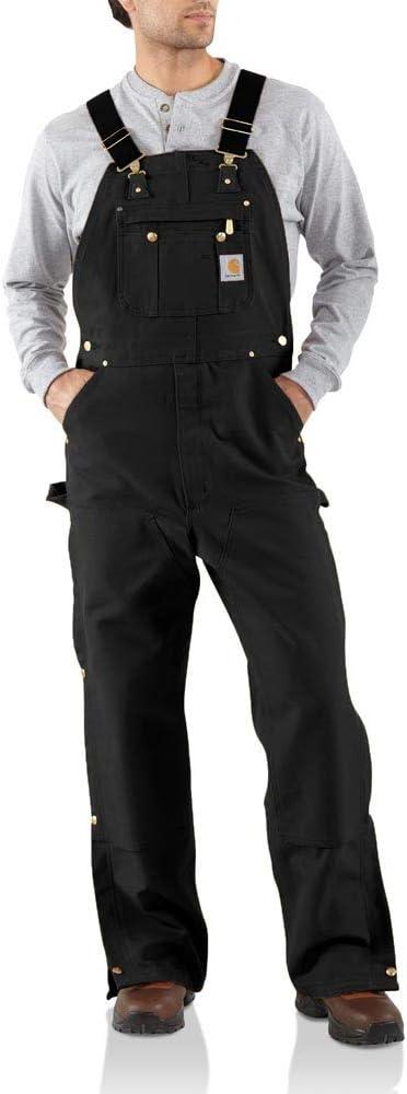Carhartt Men's Zip To Thigh Bib Overall Unlined (40W x 34L, Black)