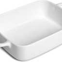 Small Baking Dish, Rectangular Baking Pan with Handles, White Porcelain Casserole Dish for 1 or 2 Person, 6.5x5x1.5in