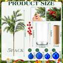 Giegxin 85 Pcs Bule Christmas Centerpiece for Table DIY Farmhouse Xmas Decor for Dinning Table 5 Artificial Pine Branches 70 Vase Filler Balls 8 Red Berries 1 Glass Vase for Kitchen Tabletop Decor (Blue)