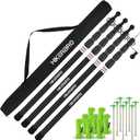 Tarp Poles, Telescoping Tent Pole Set of 4, 7.7ft Aluminum Lightweight Portable Support Rod with Protection Cap, for Camping, Awning, Sun Shades,Rain Fly, Free Guylines & Stakes (4 Poles)