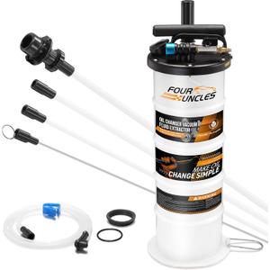 FOUR UNCLES Oil Extractor - Vacumm Fluid Extractor with Pump Tank Remover & Tubes for Oil Change and a Hose for Brake Bleeding