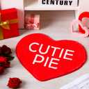 6 Pcs Valentine's Day Heart Rug Valentines Day Bathroom Decor Non Slip Heart Shaped Bath Rugs Red Pink White Mat Doormat for Bathroom Kitchen Living Room Home