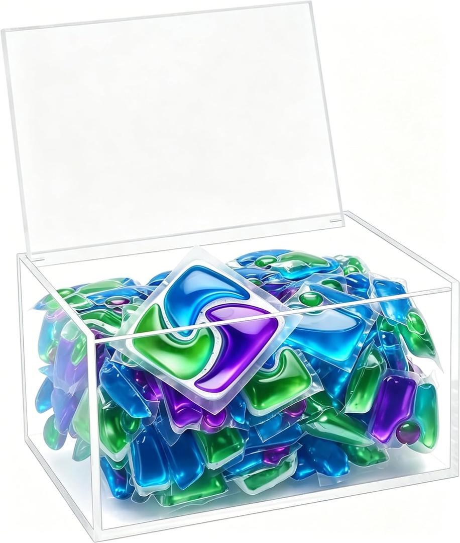 KissYou Acrylic Box with Hinged Lid Jewelry Storage Boxes Clear Display Box Palstic Organizer Contanier Home Decor Accent Decorative Box for Trinket Rings Bracelet