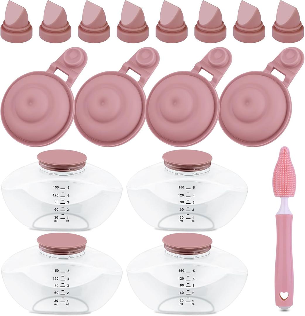 Replacement Parts Kit for Momcozy M9 Wearable Breast Pump Includes 4pcs Breastmilk Container, 8pcs Duckbill Valves, 4pcs Membranes & Cleaning Brush, BPA-Free, Easy to Clean