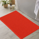 LuxUrux Bath Mat, Extra-Soft Plush Non-Slip Bathroom Rug, Luxury Chenille Microfiber Material, Super Absorbent Shaggy Bath Rug. Machine Wash & Dry (17 x 24 inches, Red)