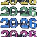 6 Pack of 2026 New Year's Crystal/Glitter/Solid/Metallic Plastic Party Glasses Celebration Eyeglasses