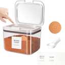 Brown Sugar Container Airtight, Brown Sugar Keeper Storage Container with Spoon and Terracotta Savers for Softening, Stackable One-Touch Opening 1.3Qt(42Oz/1.2L)