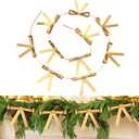 Shimeyao Christmas Gold Bow Garland 3.94 x 3.94 Inches Metal Bow Christmas Tree Decorations Gold Brass Garland Wreath Indoor Outdoor Decor for Xmas Tree Fireplace Staircase