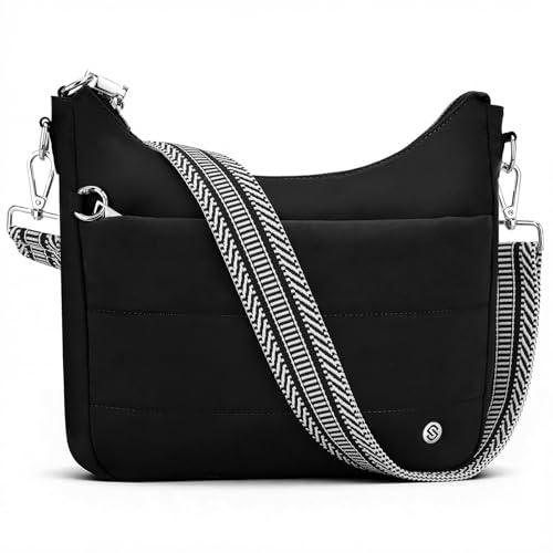 SYTRAH Anti Theft Crossbody Purse Hobo Crossbody Bags for Women, Quilted Puffer Bag Slouchy Built-in Wallet & RFID Blocking Shoulder Purses Black