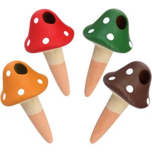 Peohud 4 Pack Self Watering Spikes Mushroom Shaped, Terracotta Plant Watering Globes, Cute Watering Device, Automatic Irrigation Spikes for Indoor Outdoor Potted Plants