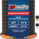 3/8" ID Pressure Washer Hose 100 ft, 4800 PSI Steel-Braided & Durable - Flexible & Kink-Resistant, Power Washer Hose with Swivel Quick Connect & M22-14mm Adapter, Hot/Cold Water Compatible