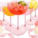 Ciaell 12PCS Plastic Martini Glasses - 10 Oz Pink Elegant Disposable Cocktail Glasses for Champagne Wine Wedding Party Anniversary Bar & Mother's Day
