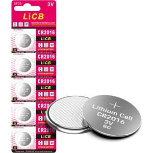 LiCB CR2016 3V Lithium Battery(5-Pack)