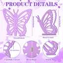 Yousoontic 2 Pcs Large Wood Butterfly Prop 20 Inch and 17.5 Inch Butterfly Standing Wings Cutout Backdrop Decoration for Birthday Baby Shower Wedding Party (Purple)