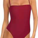 RELLECIGA Women's Bandeau One Piece Swimsuits (Medium, Wine Red)