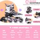 2PM SPORTS Cytia Pink Girls Adjustable Illuminating Inline Skates with Light up Wheels, Fun Flashing Beginner Roller Skates for Kids (Pink, Medium - Big Kid (13C-3 US))