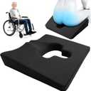 Rivquvi Gel Wheelchair Seat Cushion, Bed Sore Cushions for Butt, hemorrhoid pillow for Chair, Pressure Sore cushion, Memory Foam Butt Pillow, Sciatica, Coccyx, Pressure Ulcer Pain Relief, Washable Cover (Black)