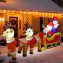 8ft Long Christmas Inflatable Santa Claus & Snowman on Sleigh with Reindeers, Xmas Blow up Yard Decorations with Built-in LED Lights for Outdoor Garden Lawn Xmas Holiday Decor