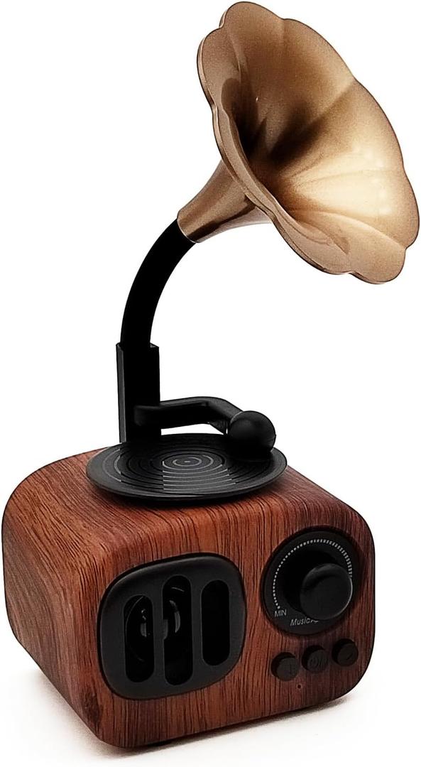 Tipmant Mini Classic Wireless Bluetooth Speaker Stereo Audio Retro Vintage Record Player Model Home Room Decor